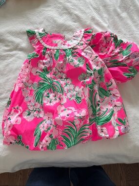 NWT Lily Pulitzer Hot Pink Floral Baby Dress with Matching Bloomers
